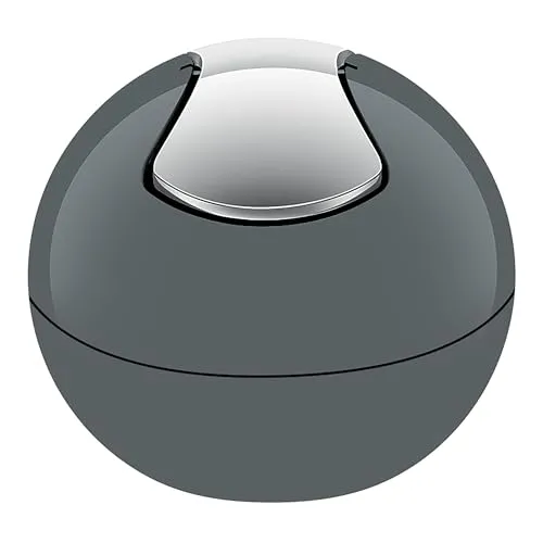 Spirella 10.19840 Kosmetikeimer 1 Liter Abfalleimer Schwingdeckeleimer Tischabfalleimer Bowl Grau