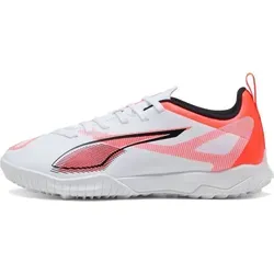 PUMA Ultra 5 Play TT JR Fussballschuh, White Black-Glowing RED, 38 EU - Fußballschuhe für Kinder mit dünner Gummilaufsohle und regulärer Passform, ideal für optimale Ballkontrolle und Geschwindigkeit auf dem Platz.
