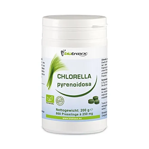 Biotraxx Chlorella pyrenoidosa 200g - 800 Tabletten, je 250 mg