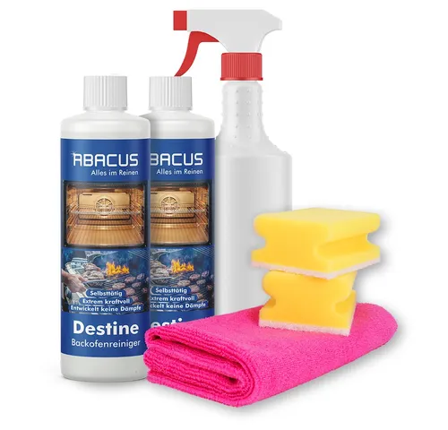 ABACUS® Backofenreiniger Gel – 2 x 500 ml mit Zubehör für mühelose Reinigung - Effektives Backofenreiniger Gel im Set mit Zubehör. Entfernt hartnäckige Verkrustungen mühelos und ohne Schrubben. Ideal für verschiedene Oberflächen wie Edelstahl und Keramik.