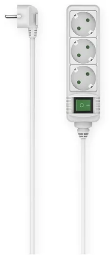 Hama Steckdosenleiste 3-fach mit Schalter - 3m Kabellänge, erhöhtem Berührungsschutz und praktischen 45° Steckdosen für flexibles Anschließen