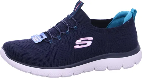 SKECHERS Summits - Top Player Damen Sneaker in Blau (Gr. 37) - Sportlicher Slipper mit veganem Obermaterial aus Kunststrick und gepolsterter SKECHERS Memory Foam-Innensohle für ultimativen Komfort und atmungsaktive Leichtigkeit.