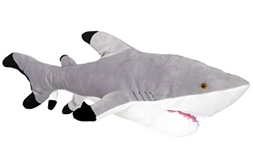 Wagner 6030 - Plüschtier Fisch Hai - 50 cm Gross - Schwarzspitzenhai - weisser Hai Kuscheltier Stofftier Plüsch