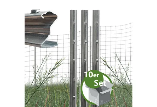 TRUTZHOLM 10x Z-Profil Zaunpfosten 150 cm - Feuerverzinkt & Stabil - Zaunmaterialien mit hervorragender Stabilität & Korrosionsbeständigkeit. Ideal für Weidezäune und Gartenumrandungen, einfach zu montieren dank vorgestanzter Haken.