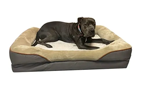 Magic Dog Hundebett mit ergonomischer Memory-Foam-Matratze, Flauschiger Bezug aus Plüsch, in Größen erhältlich, Hundekissen für kleine, mittelgroße und große Hunde, waschbarer Bezug, rutschfest