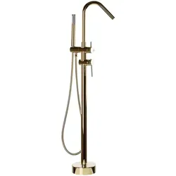 Wannenarmatur Gold Freistehend Chrom Messing Zink Victoria - Elegante freistehende Badewannenarmatur aus solidem Messing und Edelstahl. Mit Einhebelhandmischer und Standhandbrause für höchsten Komfort. Ideal für moderne Badezimmer.