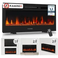 KAMINIO Elektrokamin MARLON, 3in1: Stand-, Wand- und Einbaukamin - Elektrokamine mit realistischem 3D-Flammeneffekt in 12 Farben und 2 Heizstufen (900-1800W). Ideal für alle Räume, energieeffizient und ohne Genehmigung nutzbar.