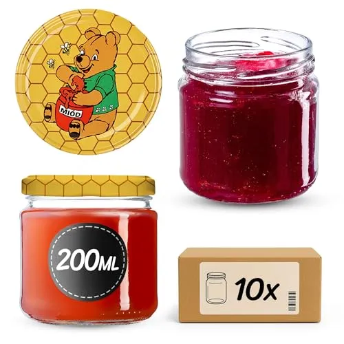 KADAX Einmachgläser 200 ml 10er Set, Dessertgläser fi66 – Marmeladengläser mit Twist-Off Deckel, Luftdicht & Spülmaschinenfest, Dickwandiges Glas