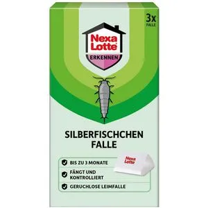 Nexa-Lotte Silberfischfalle Silberfischchen Falle, Klebefalle, wirkt bis zu 3 Monate, 3 Stück