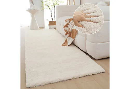my home Hochflor-Läufer Magong, creme - Teppich, besonders weich mit feinem Flor, ideal für Wohnzimmer, Schlafzimmer und Flur. Fußbodenheizungsgeeignet und pflegeleicht.