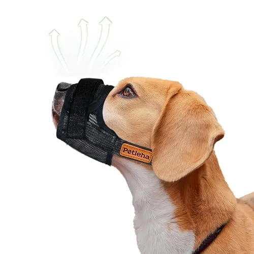 Maulkorb für Hunde - Weicher Netzmaulkorb mit verstellbarem Trinkring (Black, L) - Maulkörbe für Hunde, atmungsaktives Air-Mesh-Design für hohen Komfort, schützt vor schmutzigem Futter und ermöglicht freies Atmen während der Spaziergänge.