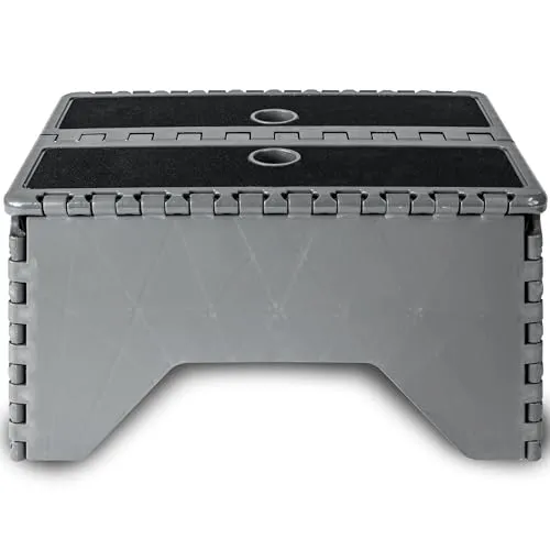 Caravan Trittstufe Klappbare Stufe 45x30x23 cm aus Kunststoff bis zu 150kg belastbar mit Anti-Rutsch-Trittfläche Einstiegshilfe Einzeltritt Faltbar Wohnwagen Wohnmobil Fußbank Tritt