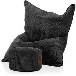 Green Bean XXL Sitzsack + Pouf Set - Riesensitzsack mit abnehmbarem Bezug - Sitzsäcke für drinnen: Extragroßer XXL Sitzsack mit passendem Pouf, waschbarem Bezug und flexibler EPS Füllung für optimalen Komfort und Druckverteilung.