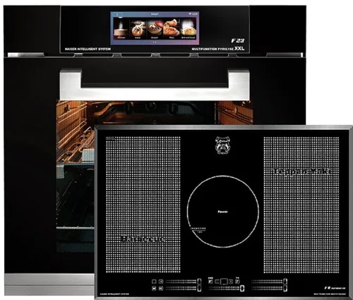 Kaiser Küchengeräte Backofen-Set Herd set Autark Elektro Backofen, Air fryer,86L mit Free Zone Induktions Kochfeld 77cm Autark EH 6344 N+KCT 777 FI., mit 1-fach-Teleskopauszug