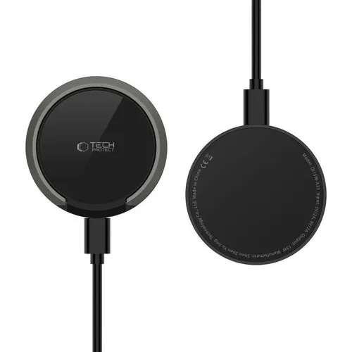 Tech-Protect QI15W-A33 Induktives Ladegerät mit MagSafe – Schwarz - Modernes kabelloses Ladegerät mit MagSafe-Technologie, 15 W Leistung für schnelles Laden. Elegantes Design passt in jedes Interieur und sorgt für sicheren Betrieb ohne Kabelsalat.