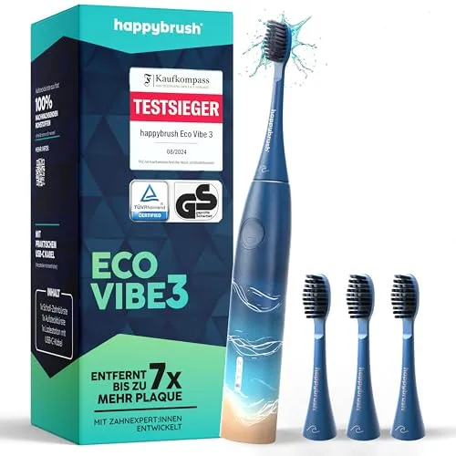 happybrush® Schallzahnbürste Eco Vibe 3 – TESTSIEGER – 100 Tage testen