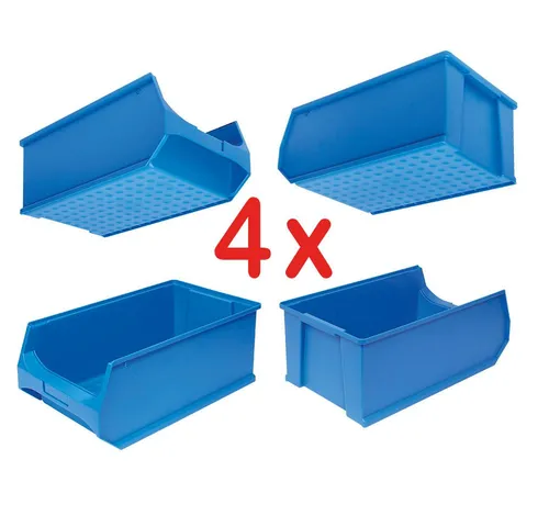 BRB-Lagertechnik Kleinteilemagazin PROFI LB 2 mit 4 Sichtboxen - Praktisches Kleinteilemagazin in Blau, ideal zur übersichtlichen Aufbewahrung von Kleinteilen. Perfekt für den professionellen Einsatz und auch für Lebensmittel geeignet.