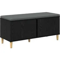vidaXL Flurbank mit Kissen in Schwarze Eiche, 100 x 38 x 46 cm - Moderne Flurbank mit viel Stauraum und bequemem Kissen. Ideal für Flure, verbindet sie Funktionalität und Stil. Robuste Bauweise und pflegeleichter Bezug machen sie zur praktischen Wahl für jedes Zuhause.
