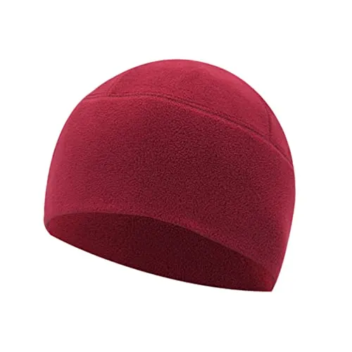 axy Fleece Mütze Wintermütze Laufmütze Fahrradmütze Sport Radmütze für Herren und Damen Helm Unterziehmütze Winddicht Thermo Radsport Radfahren Laufen MUHE3 (Dunkelrot)