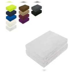 EXKLUSIV HEIMTEXTIL Frottee Spannbettlaken Doppelpack Rundumgummizug 120 x 200 cm Silber