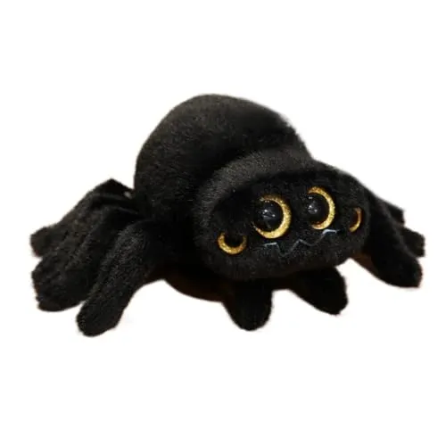 TROYSINC Spinne Stofftier Kuscheltier Vieräugige Spinne Plüschtier Wurfkissen Kuscheltiere Geschenk für Erwachsene Und Kinder Halloween (16 * 25cm,Schwarz)