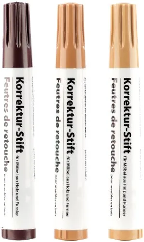 AGT Korrekturstifte: Korrektur-Stift für Möbel aus Holz & Furnier, 3er-Set (Möbelstifte, Möbelkorrekturstift, Reparaturset)