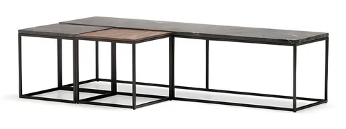 Moderne Couchtisch-Set aus Metall in Grau für stilvolles Wohnen - Elegantes Couchtisch-Set für Erwachsene, bestehend aus einem großen Tisch (120 x 40 x 38 cm) und zwei kleinen Tischen (40 x 40 x 38 cm). Ideal für ein modernes Wohnzimmer, mit 2 Jahren Herstellergarantie.