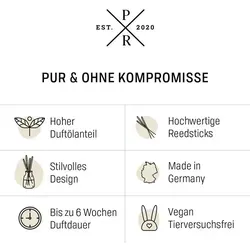 Purple River Duftkerze Reed Diffuser Magical Forest - 100ml (1-tlg), Brenndauer, Duftkerze Frisch, Holzig weiß