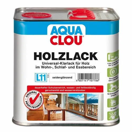 Clou Holzlack Grundierung Klarlack Aqua Seidenglänzend L 11 2,50 l