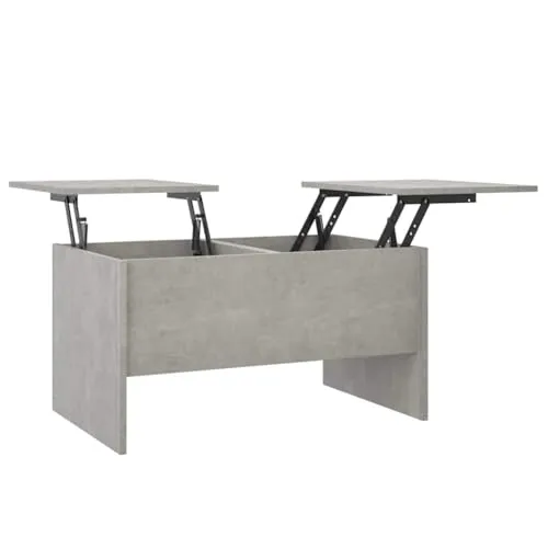vidaXL Couchtisch Höhenverstellbar Kaffeetisch Beistelltisch Wohnzimmertisch Sofatisch mit Stauraum Betongrau 80x50x42,5cm Holzwerkstoff