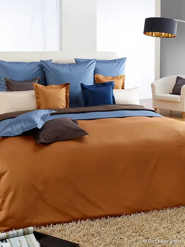 Curt Bauer Uni-Mako-Satin Bettwäsche 140x200cm + 70x90cm, Farbe schwarz