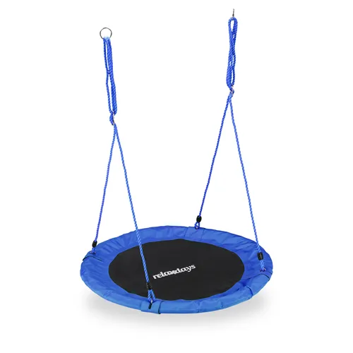 Relaxdays Unisex Nestschaukel, blau – Rundschaukel für Garten und Terrasse