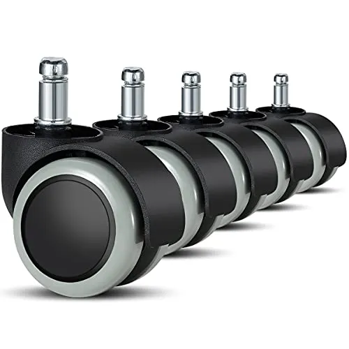 Bürostuhlrollen 5er Set - Ersatz-Hartbodenrollen für Gaming-Stühle - Ideal für Hartböden, diese langlebigen Polyurethanrollen schützen den Boden und sorgen für ein leises Gleiten.