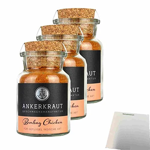 Ankerkraut Bombay Chicken 3er Pack (3x90g Glas) + usy Block