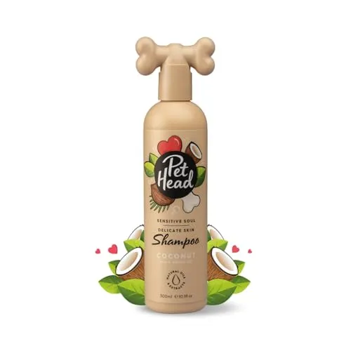 PET HEAD Hundeshampoo 300 ml - Sensitive Soul, hypoallergen und pH-neutral, beruhigt empfindliche Haut mit tropischem Kokosnussduft