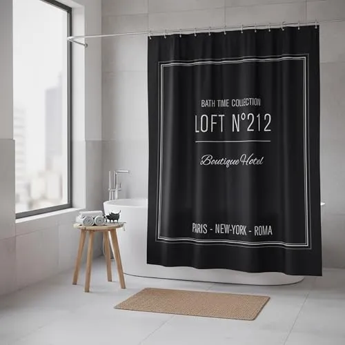 Tendance - Polyester-duschvorhang 180x200 cm - neo Retro schwarz