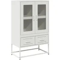 vidaXL Highboard Weiß 68x39x111,5 cm aus Kaltgewalztem Stahl - Kommode mit 4 Fächern, 2 Türen und 2 Schubladen, robust und elegant, ideal für stilvollen Stauraum in jedem Raum.