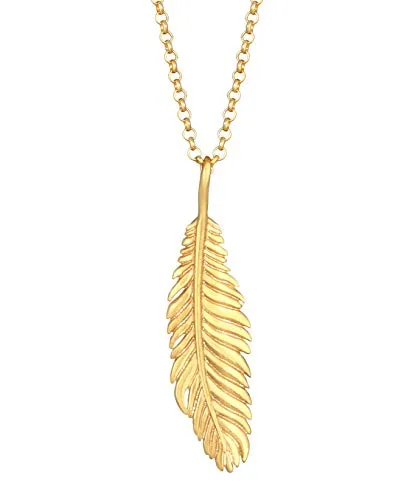 Kuzzoi Herren Halskette mit Feder Anhänger aus 925 Sterling Silber - Ketten für Herren: Stilvolle, handgefertigte Herrenkette mit vergoldetem Feder Anhänger, ideal für den angesagten Layer Look.
