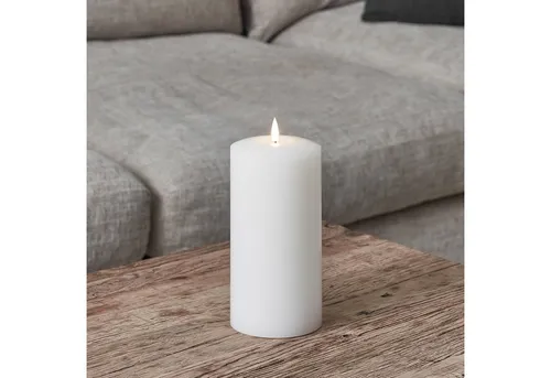 Lights4fun LED-Kerze TruGlow® LED Stumpenkerze Echtwachs weiß breit 20cm