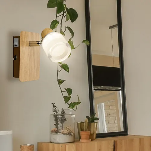 Wandlampe Wandleuchte Holzlampe schwenkbar LED Wohnzimmerlampe Leseleuchte B 7cm