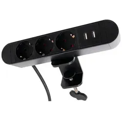 McPower Tischsteckdose SK-03AC mit USB-Schnellladung - Praktische Tischsteckdose mit 3 Schutzkontaktsteckdosen und 3 Ladebuchsen (1x USB-A, 2x USB-C) für schnelles Laden. Ideal für den Einsatz am Arbeitsplatz oder Zuhause.