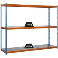 PROREGAL® Schwerlastregal Yeti Three 200x120x45cm - Schwerlastregal mit 3 verstellbaren Stahlböden, Traglast von 400kg pro Ebene, ideal für Werkstätten und Lager. Einfaches Stecksystem für schnelle Montage und hohe Stabilität.