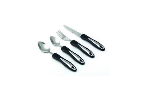 Sundo Homecare Besteck-Set Besteck SET CHIC ergonomischer griff 4-teilig Messer Gabel Esslöffel T (4-tlg), Edelstahl, Griff TPR
