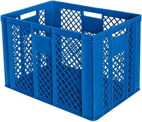 Eurobehälter Bäckerkiste 600 x 400 mm - Blau - Praktischer Eurobehälter in blauer Farbe, ideal für Lagerung und Transport. Robuste Konstruktion mit hoher Formstabilität, durchbrochenem Design und 4 Durchfaßgriffen. Perfekt für vielseitige Anwendungen in Produktion und Logistik.