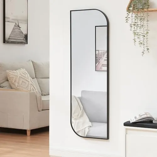 [en.casa] Wandspiegel Tarvindak 120 x 40 cm - Eleganter Ganzkörperspiegel - Dekorativer Wandspiegel mit 120 x 40 cm für eine vollständige Outfitansicht. Zeitloser schwarzer Rahmen mit abgerundeten Ecken, ideal für jeden Raum.