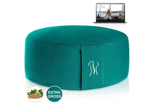 BACKLAxx® Meditationskissen Rund mit Videokurs - Bodensitzkissen, Höhe: 15 cm, Durchmesser: 35 cm, inklusive Zugang zu einem exklusiven Videokurs für mehr Entspannung und Wohlbefinden.