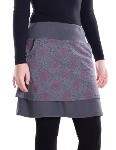 Vishes - Alternative Bekleidung - Thermorock Warmer Damen Winterröcke kurz Lagenlook aus ECO-Fleece grau 34
