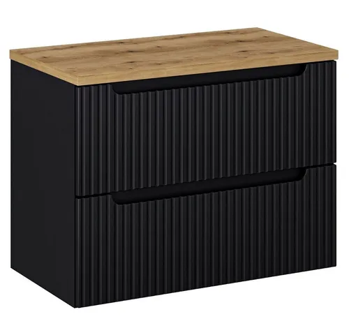 Lomadox Badmöbel Waschtisch-Unterschrank 80 cm schwarz Eiche