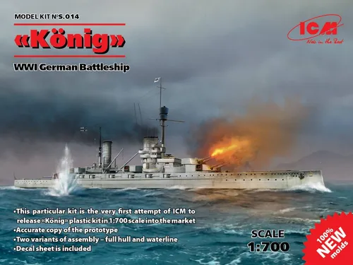 Koenig WWI German Battleship Full hull and waterline / 1:700 - ICM