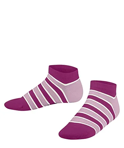 FALKE Unisex Kinder Sneakersocken Simple Stripes K Sn Baumwolle kurz gemustert 1 Paar, Rosa Gloss 8550, 27-30